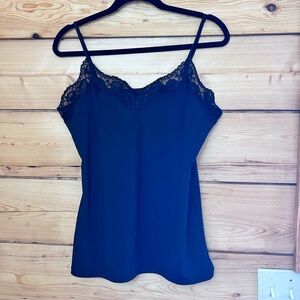 Black Lace Trim Cami Tank Top Medium Layer Y2K Summer Bella Swan 00s Basics